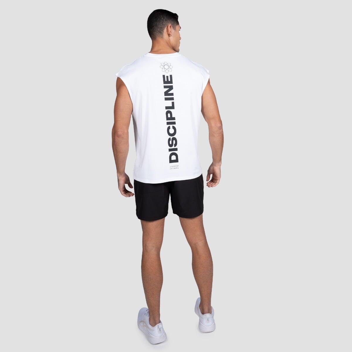 Canotta uomo palestra traspirante bianca Discipline 5/7