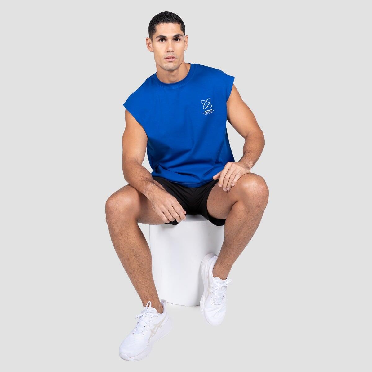 Canotta uomo palestra traspirante blu Discipline 6/7
