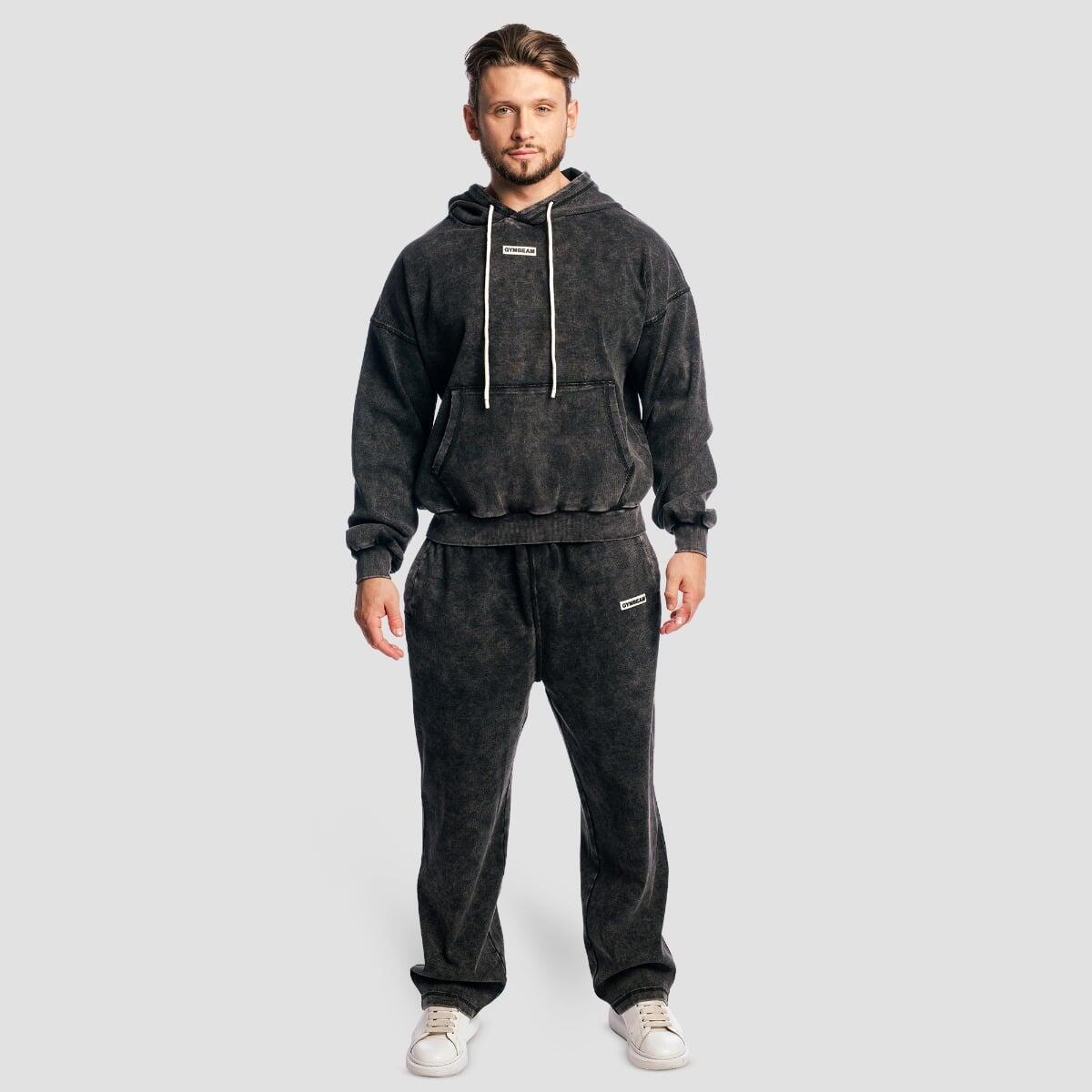 Bluza męska z kapturem oversize z efektem sprania czarna Aura 5/7