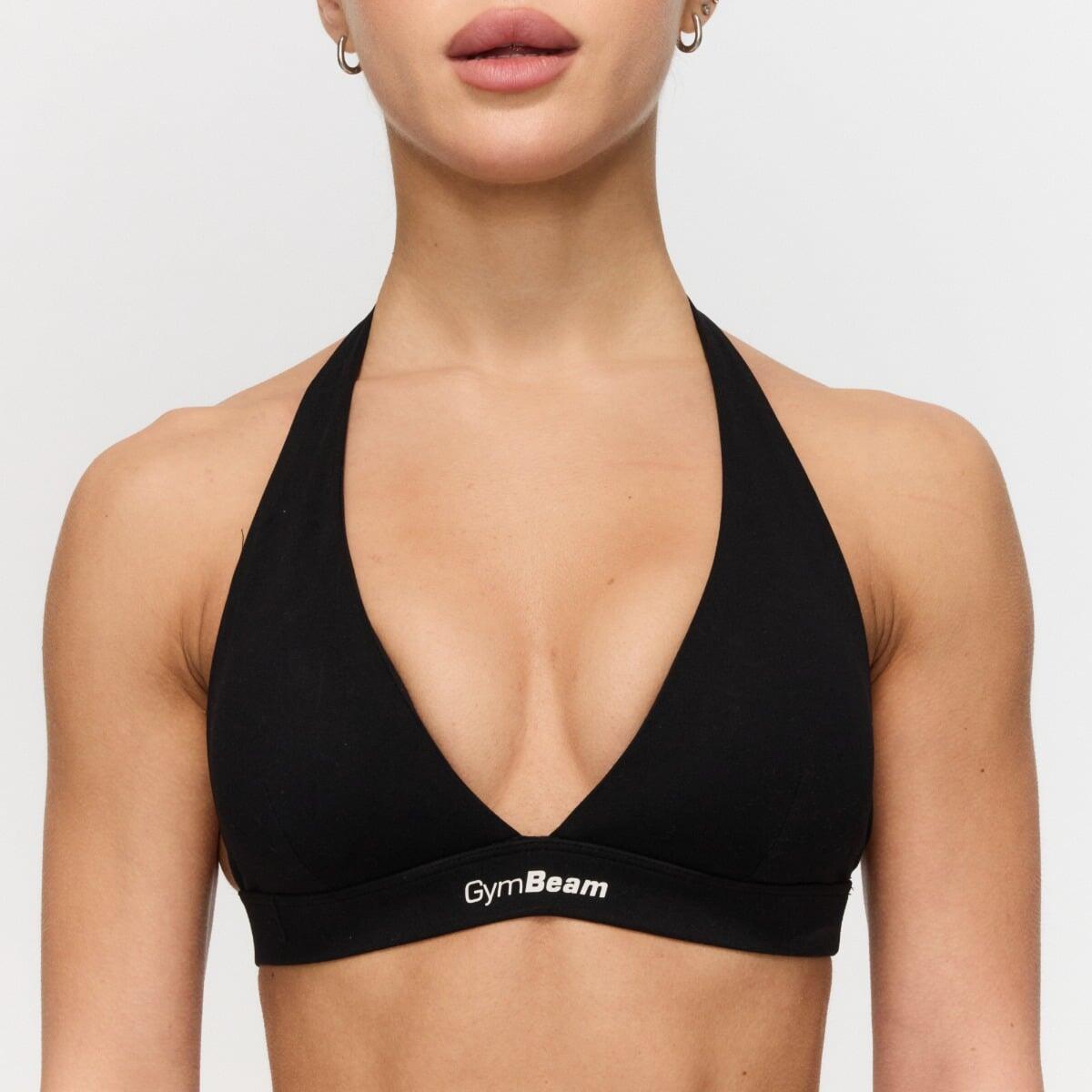 Reggiseno sportivo donna fitness con spalline larghe nero Fierce 3/7