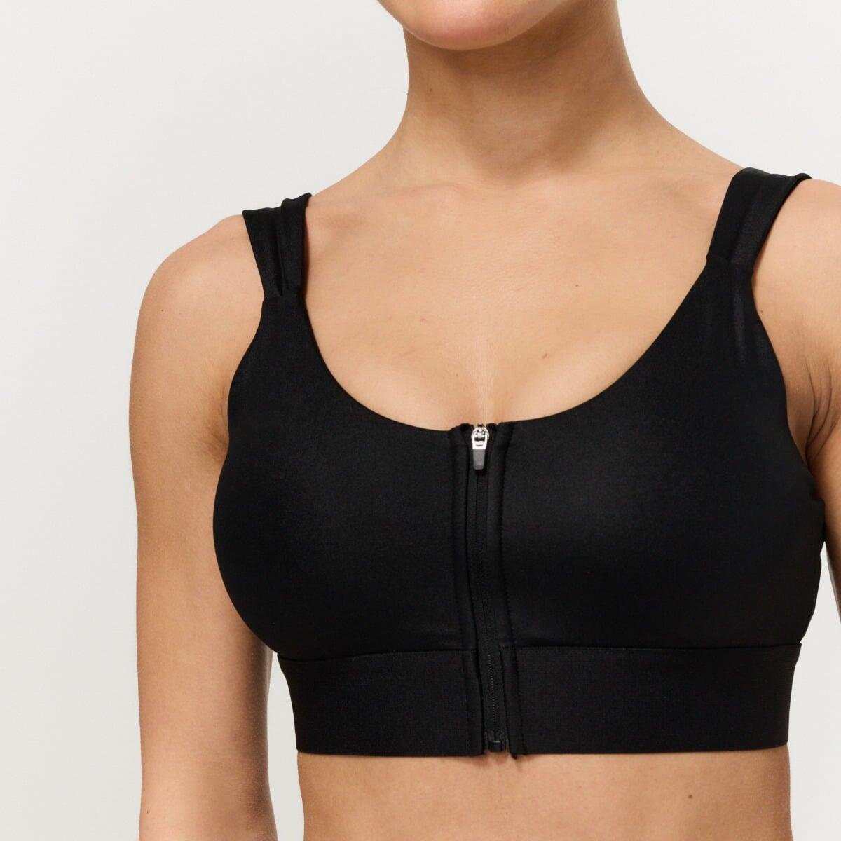 Biustonosz sportowy damski z zamkiem Prime Black 2/6