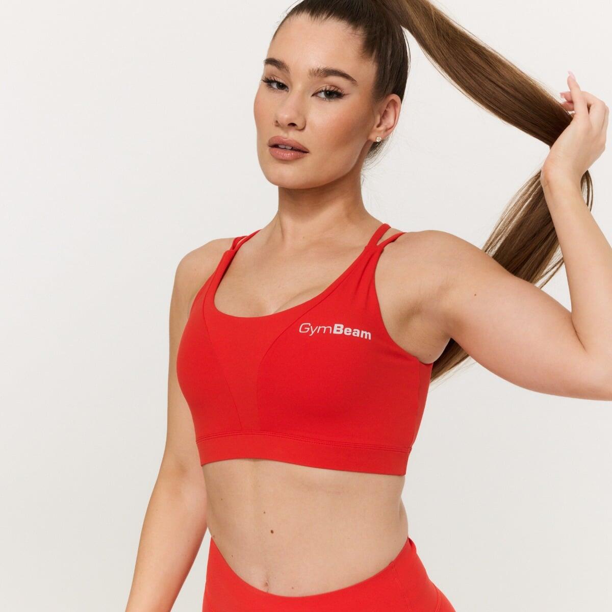 Biustonosz sportowy damski fitness bez zapięcia mandarynkowy BEAT 3/6