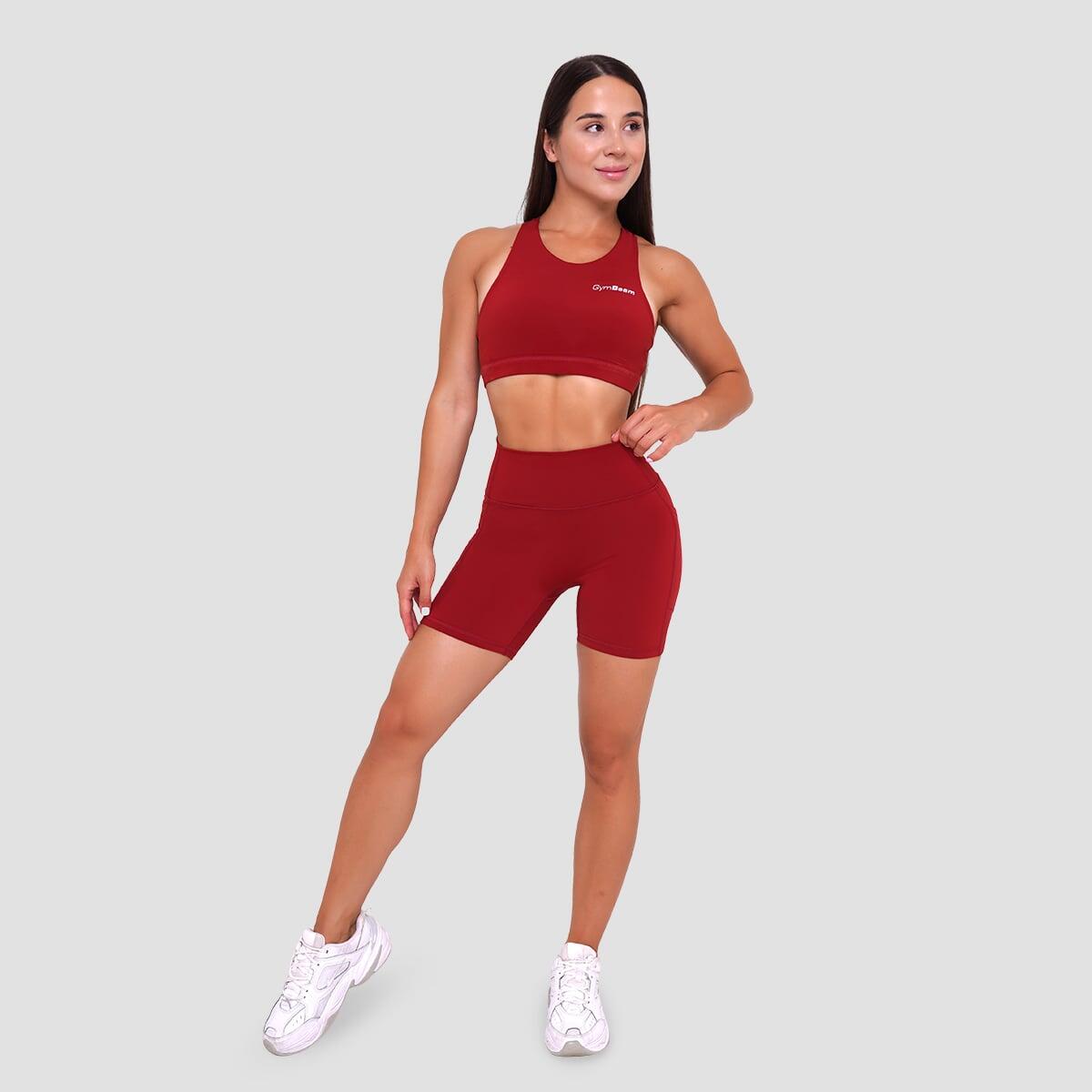 Biustonosz sportowy damski fitness bez zapięcia ciemnoczerwony Ignite 5/7