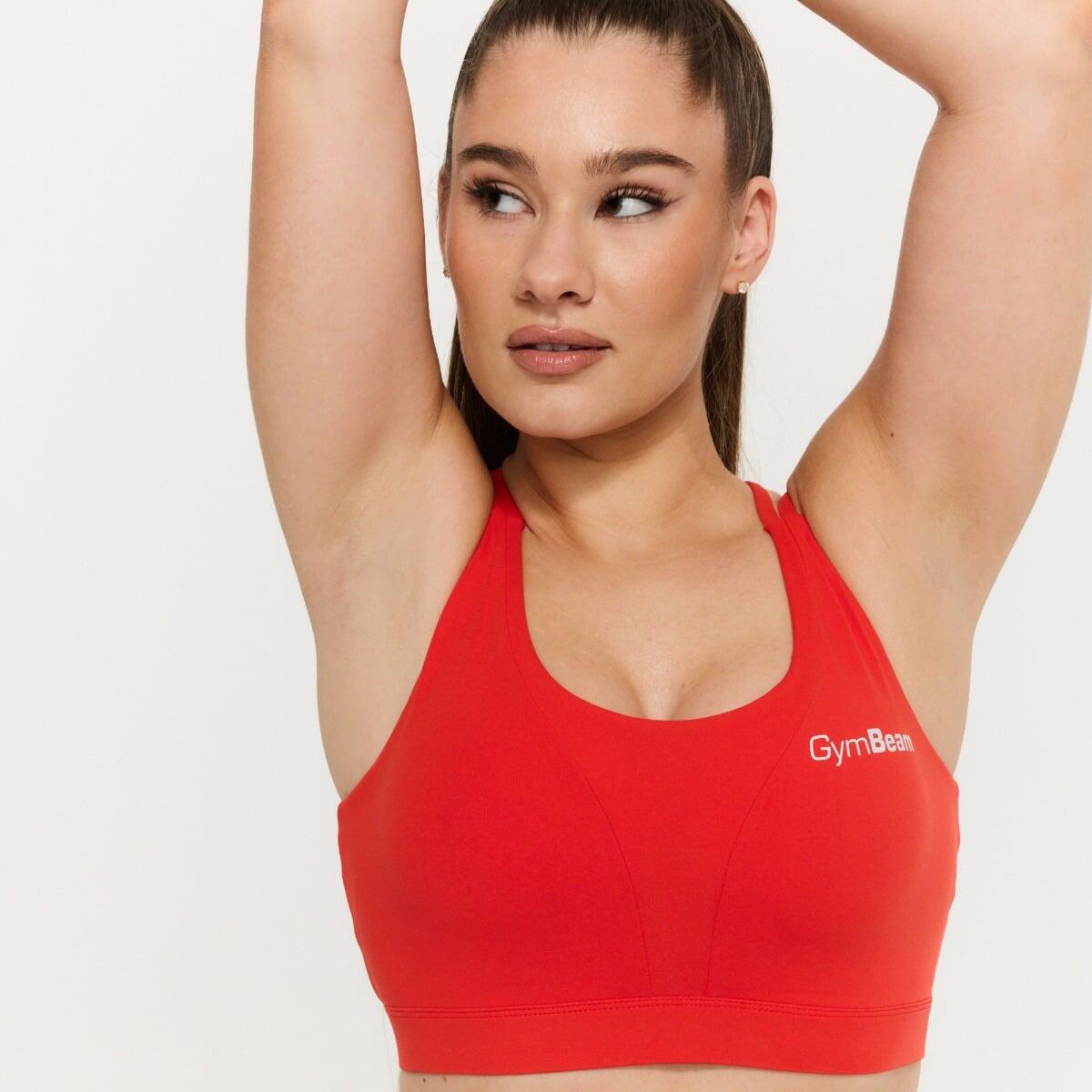 Biustonosz sportowy damski fitness bez zapięcia mandarynkowy BEAT 2/6