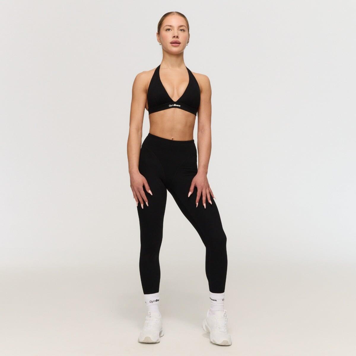 Reggiseno sportivo donna fitness con spalline larghe nero Fierce 5/7
