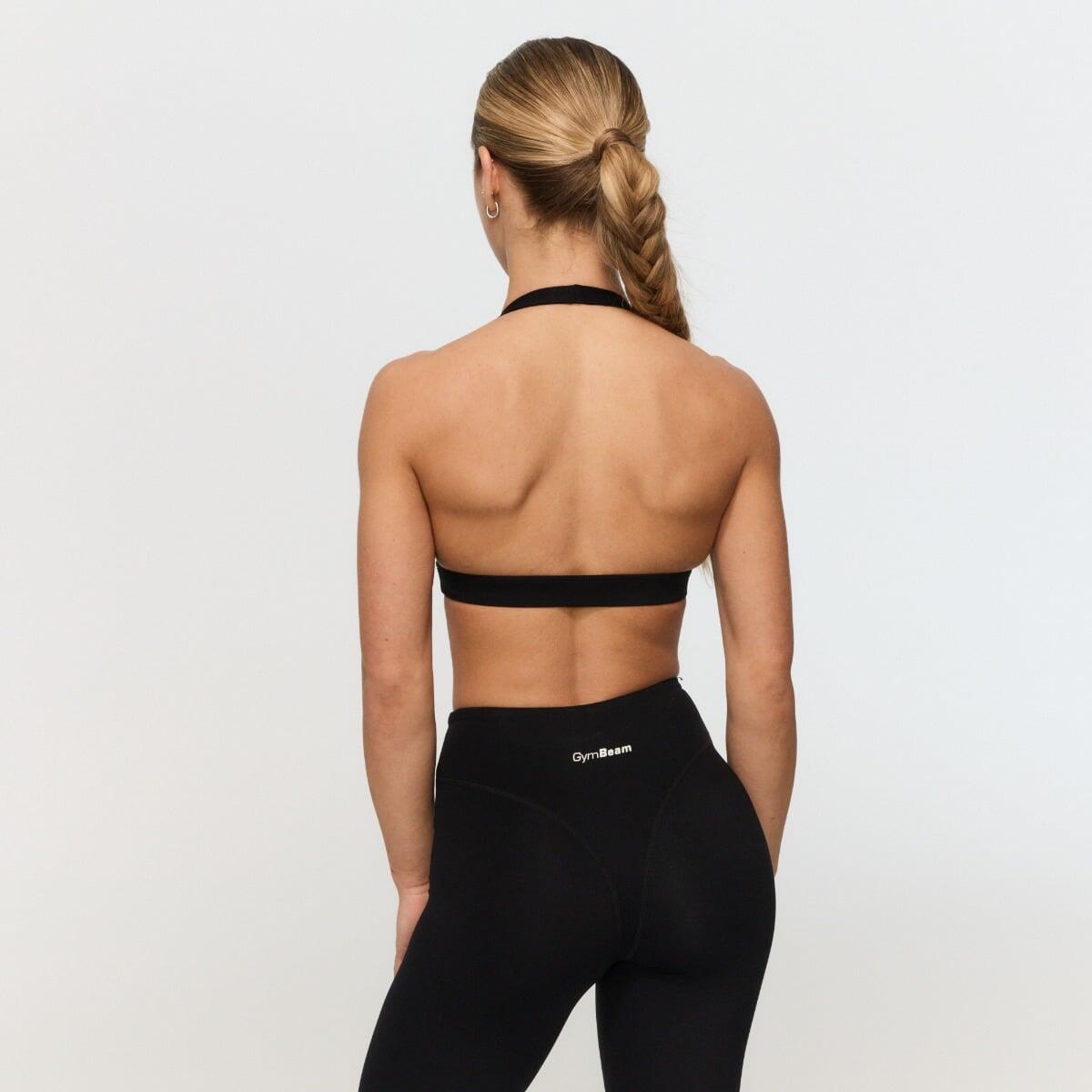 Reggiseno sportivo donna fitness con spalline larghe nero Fierce 4/7