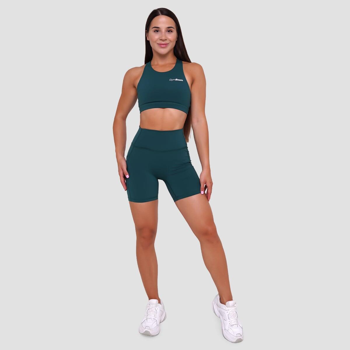 Biustonosz sportowy damski fitness bez zapięcia ciemnozielony Ignite 5/7