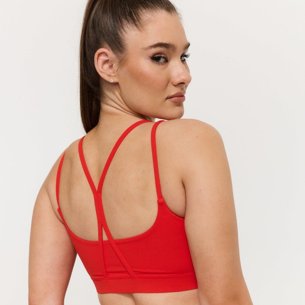 Biustonosz sportowy damski fitness bez zapięcia mandarynkowy BEAT 4/6