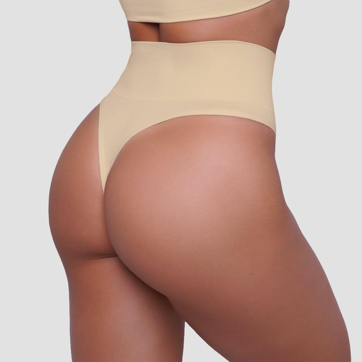Figi damskie brazylijskie bezszwowe beżowe 2Pack 3/7