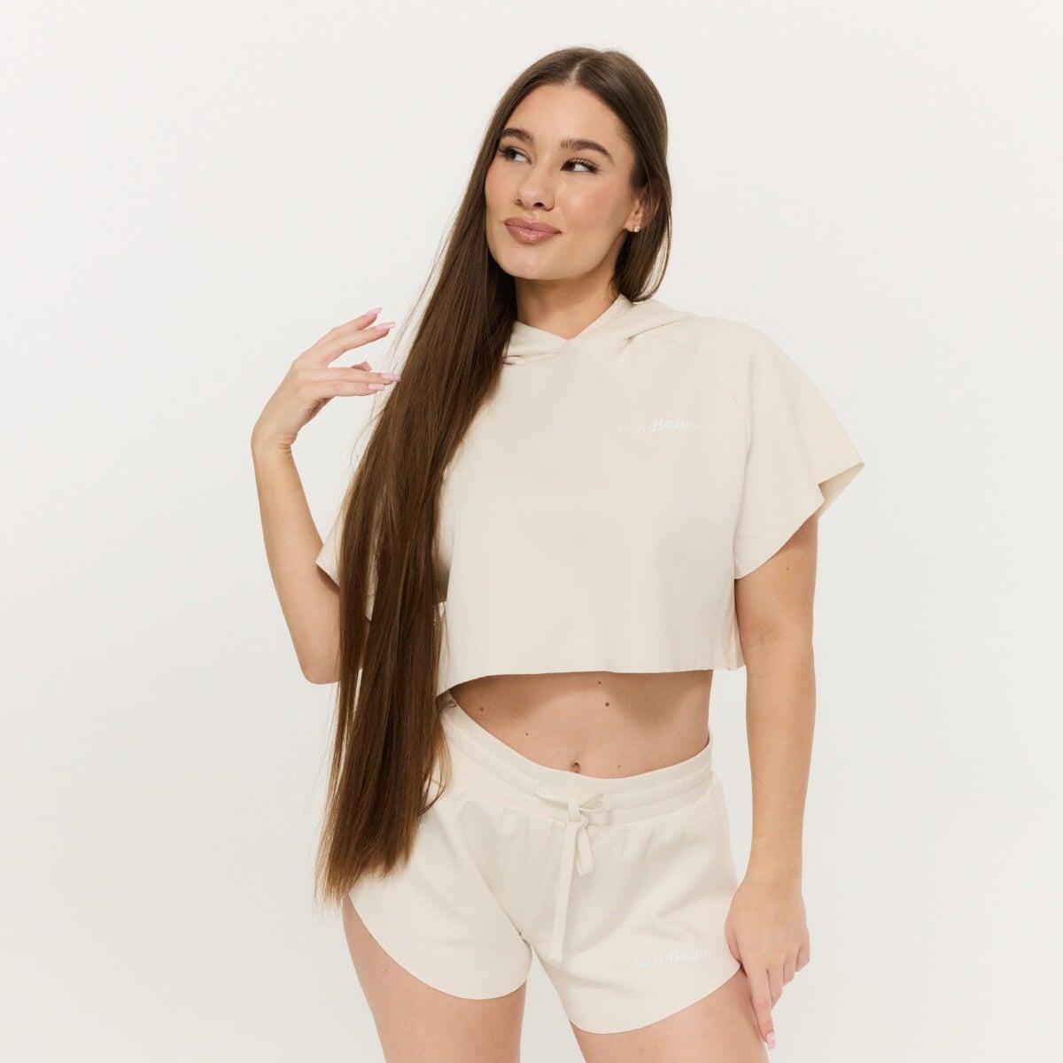 Felpa donna palestra cropped crema Relay 3/7
