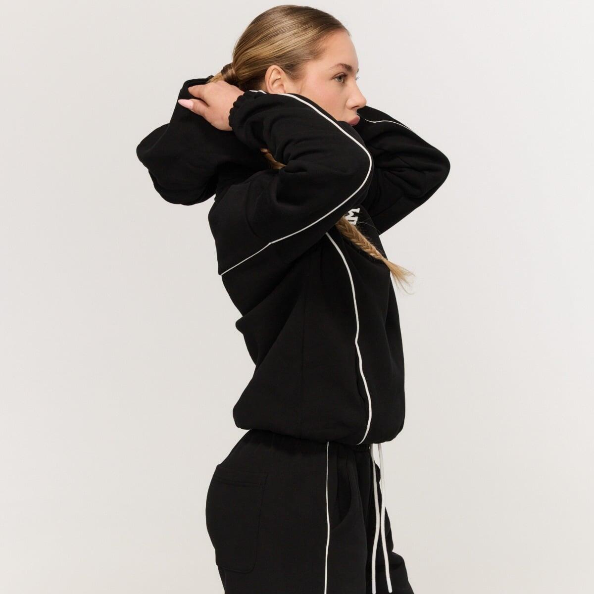 Felpa donna con cappuccio nera Varsity 3/7