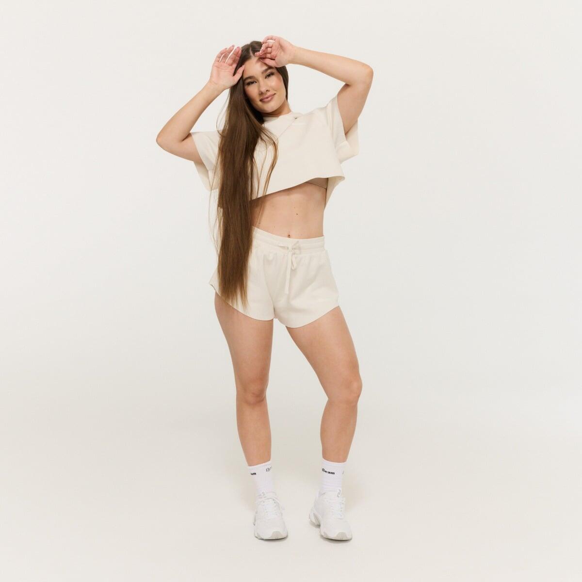Felpa donna palestra cropped crema Relay 4/7