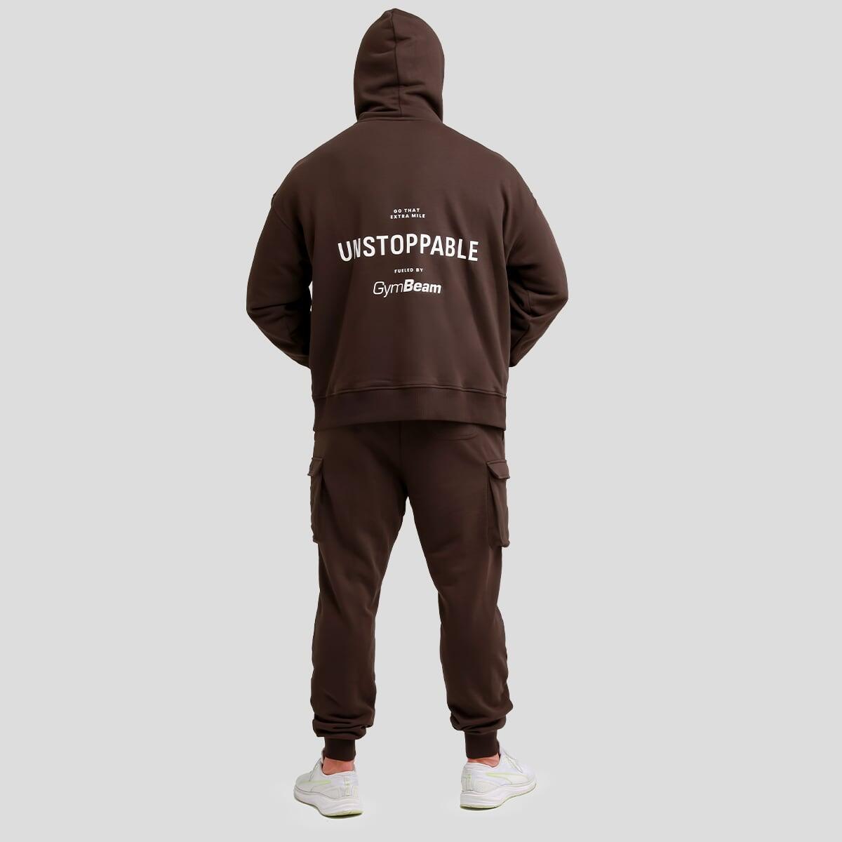 Felpa uomo con cappuccio oversize marrone Unstoppable 6/7