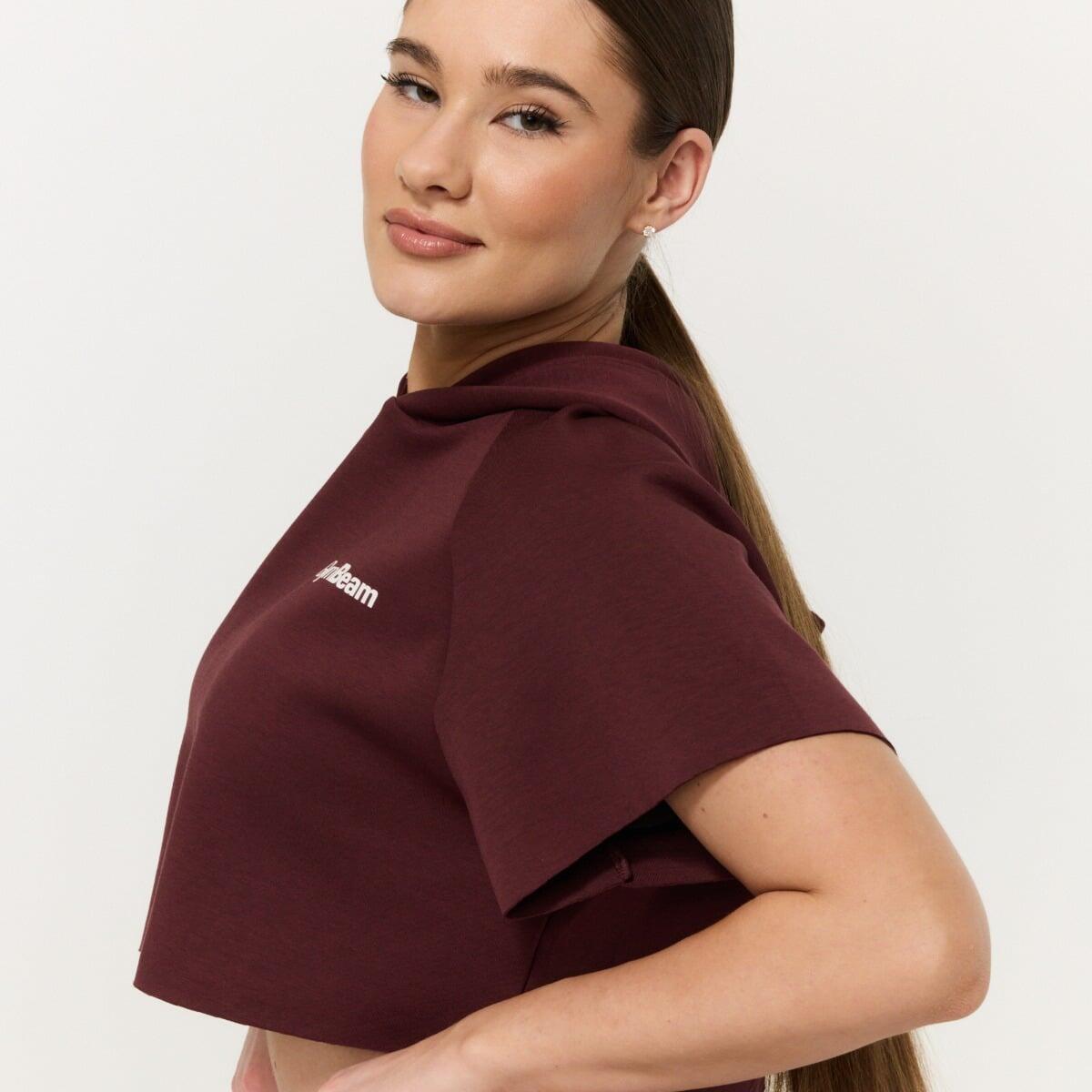 Felpa donna palestra cropped rossa Relay 3/7