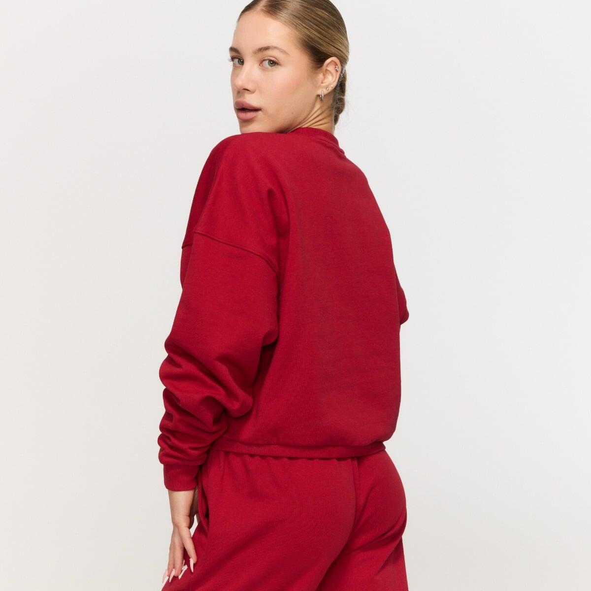 Bluza damska fitness bez kaptura czerwona Varsity 3/6