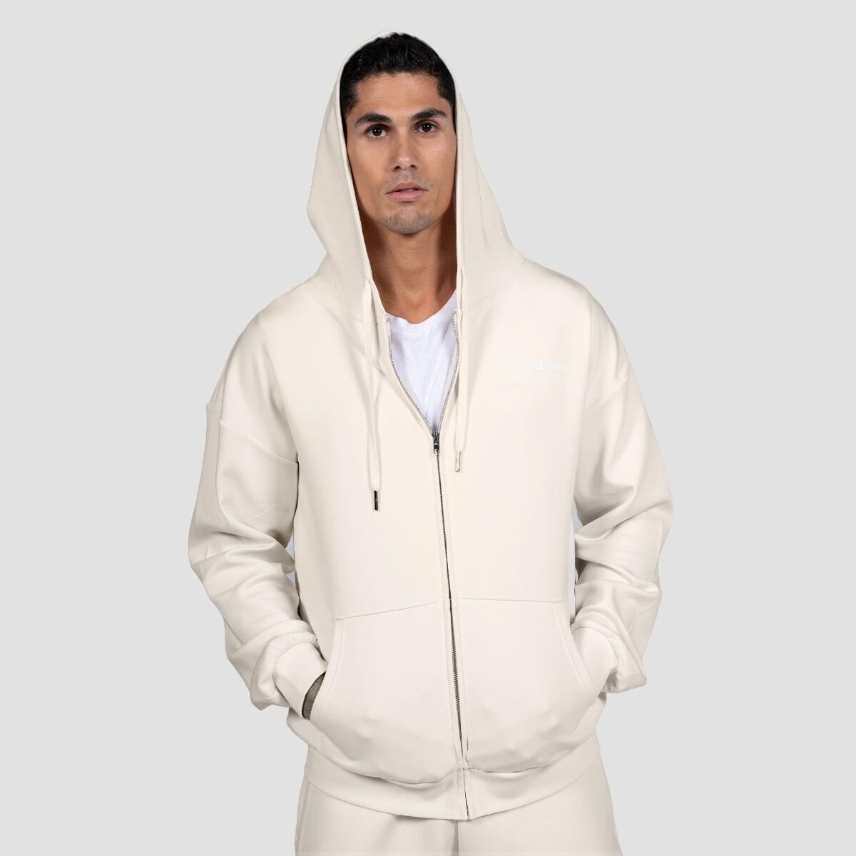 Felpa uomo con zip oversize crema Relay 3/7