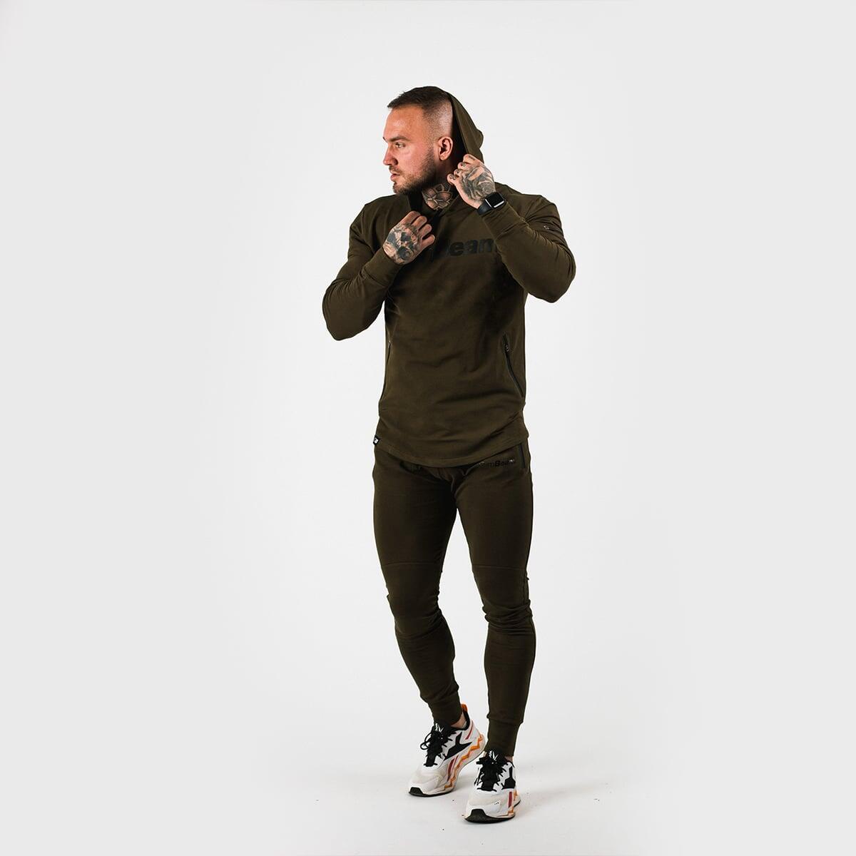 Bluza męska fitness z kapturem zielona Urban 3/4