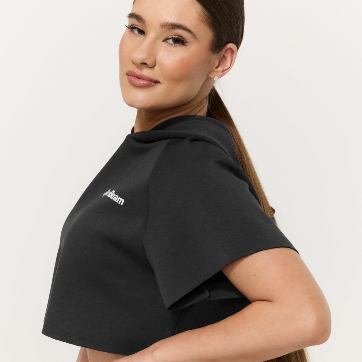Felpa donna palestra cropped nera Relay 3/7