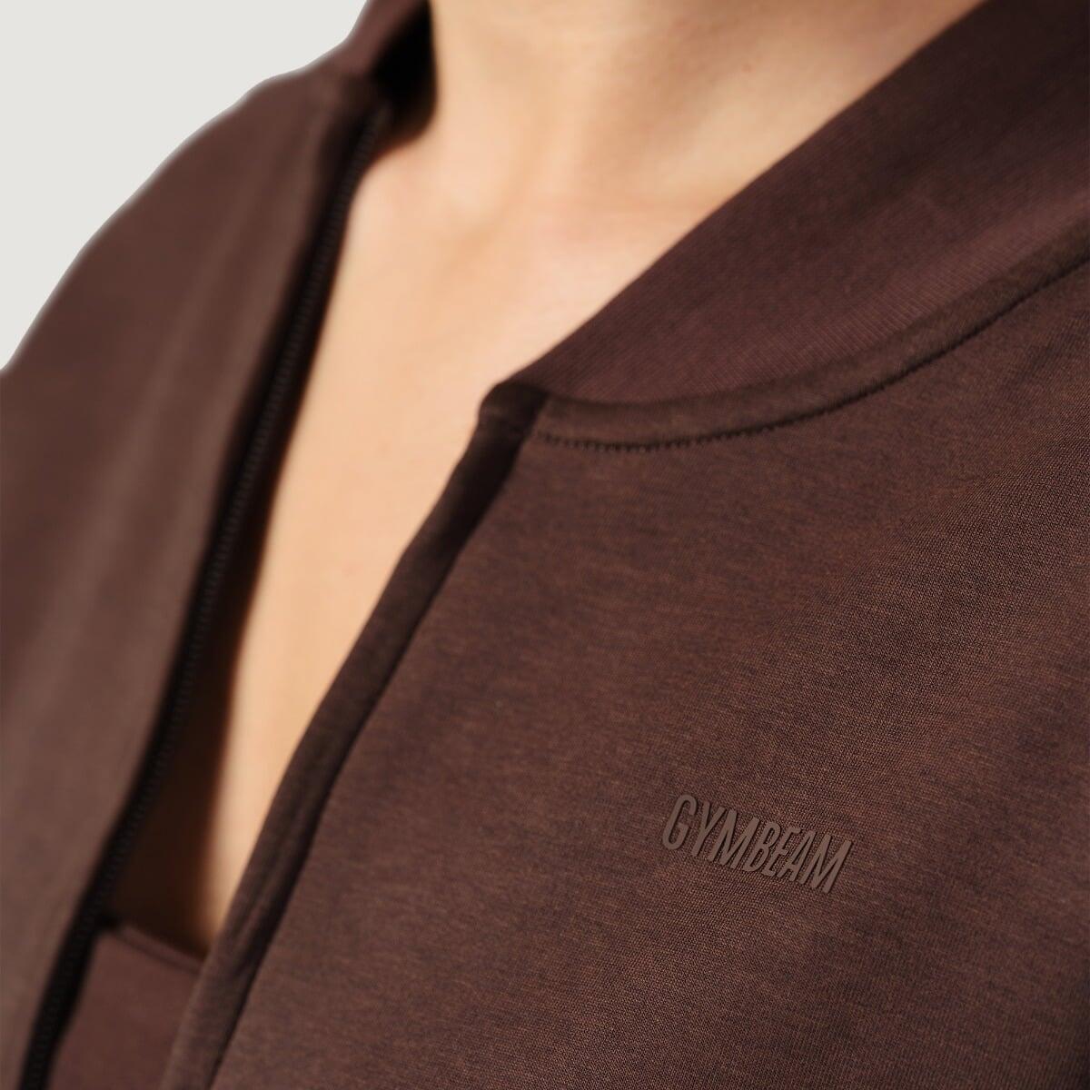 Felpa donna palestra con zip marrone NEO 3/7
