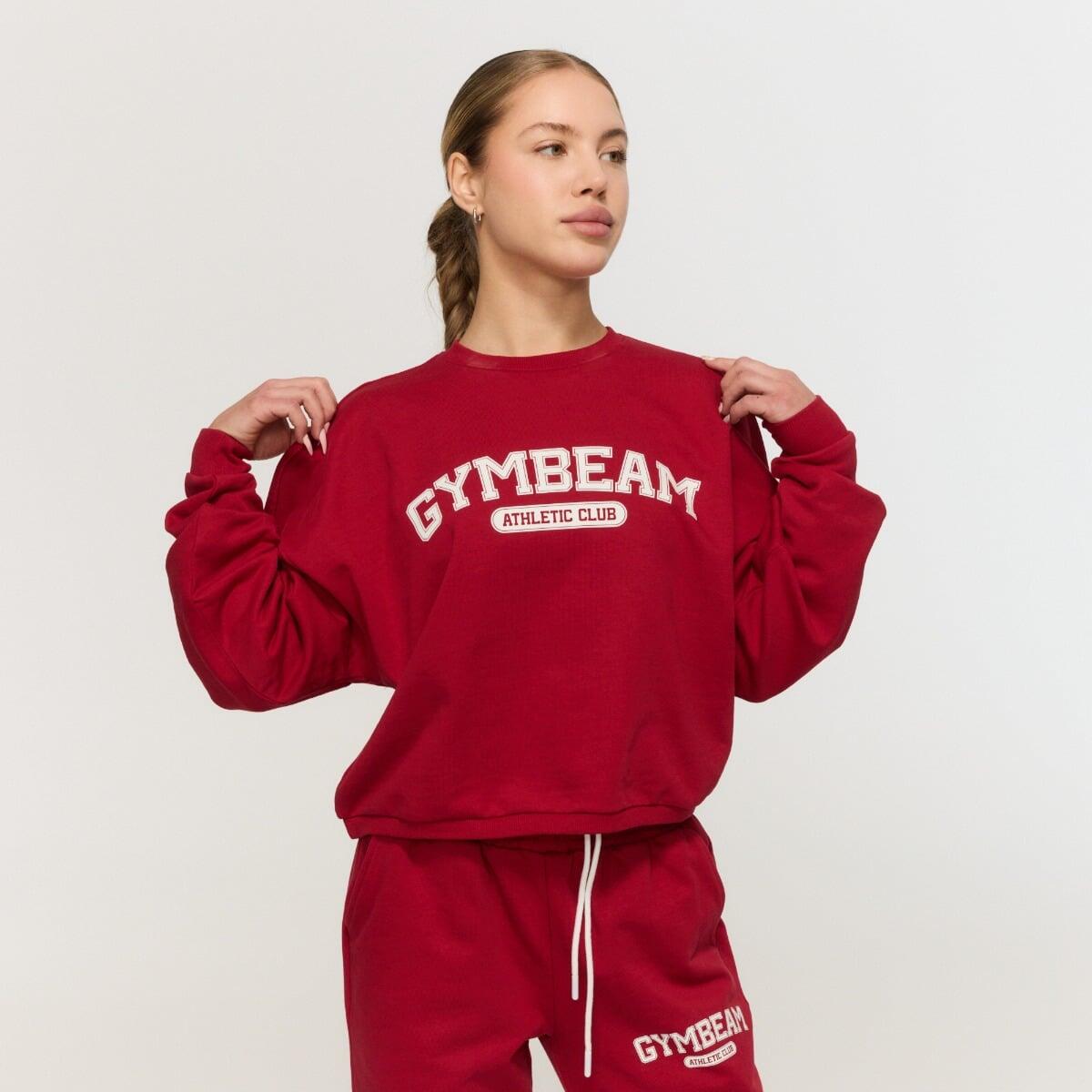 Bluza damska fitness bez kaptura czerwona Varsity 2/6