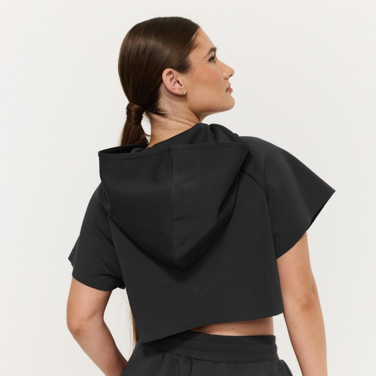 Felpa donna palestra cropped nera Relay 4/7