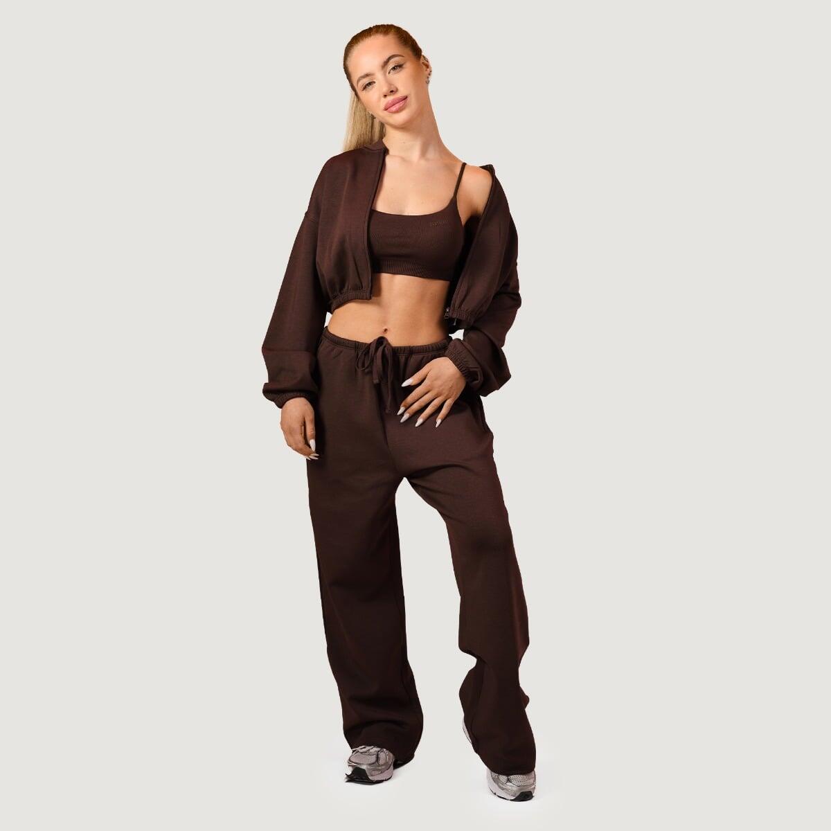Felpa donna palestra con zip marrone NEO 5/7