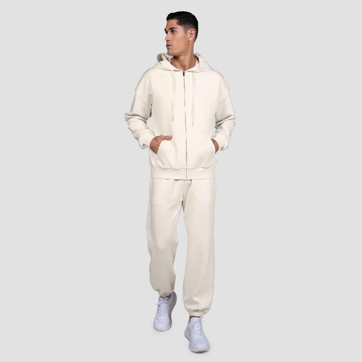 Felpa uomo con zip oversize crema Relay 4/7