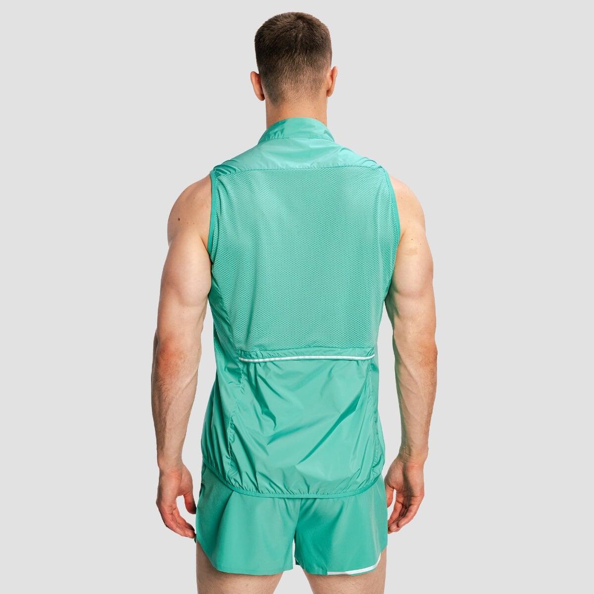 Gilet uomo running con zip verde Pulse X 3/7