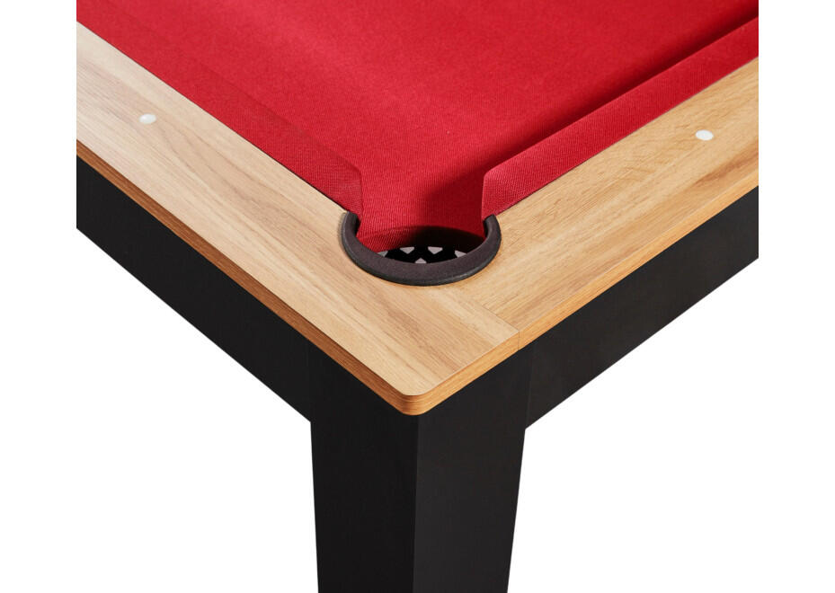 Table Billard convertible Prego 7FT duo bois et  noir tapis rouge rubis 3/7