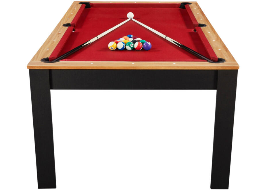 Table Billard convertible Prego 7FT duo bois et  noir tapis rouge rubis 7/7