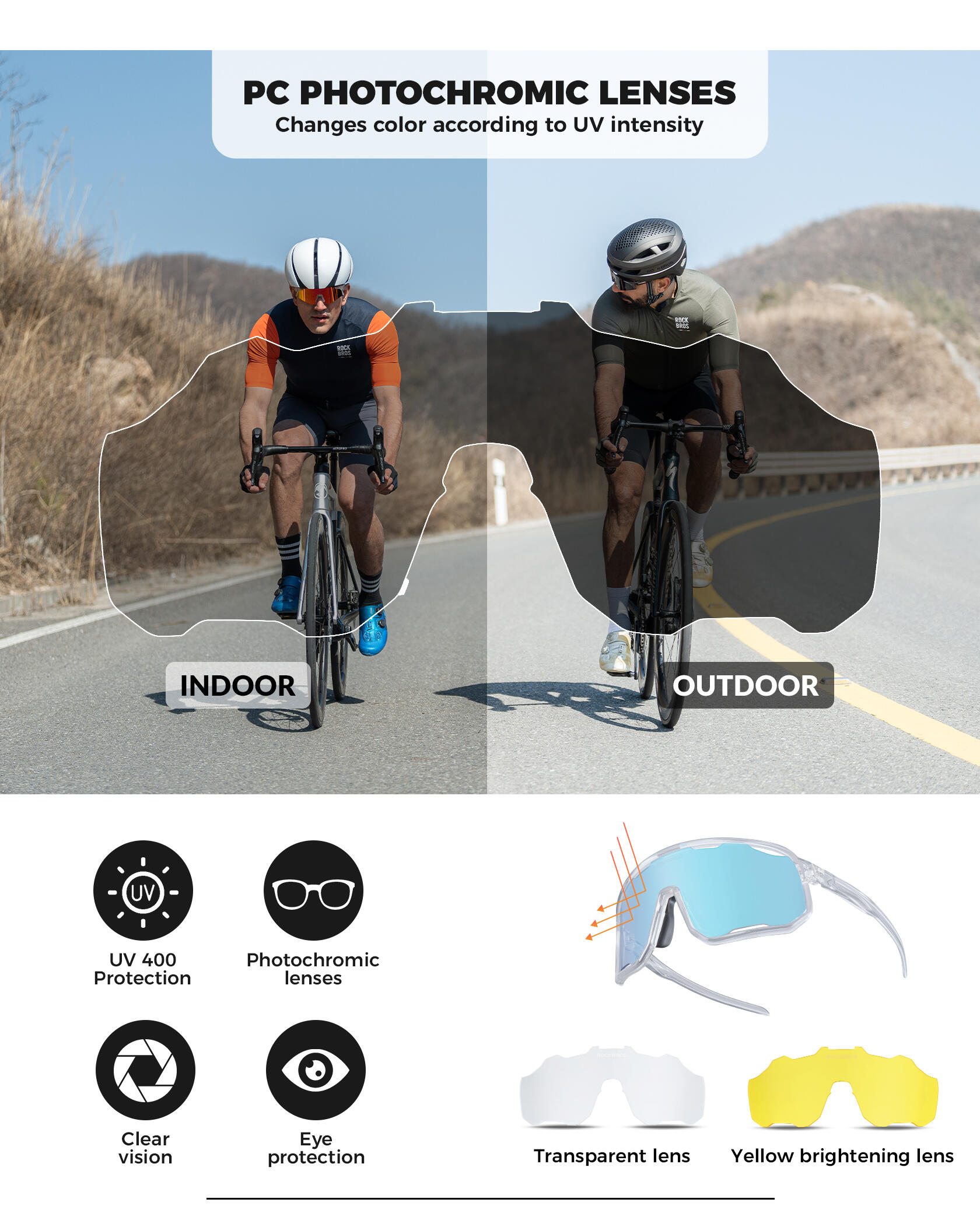 ROCKBROS Fahrradbrille Photochrom Sonnenbrille 3/6