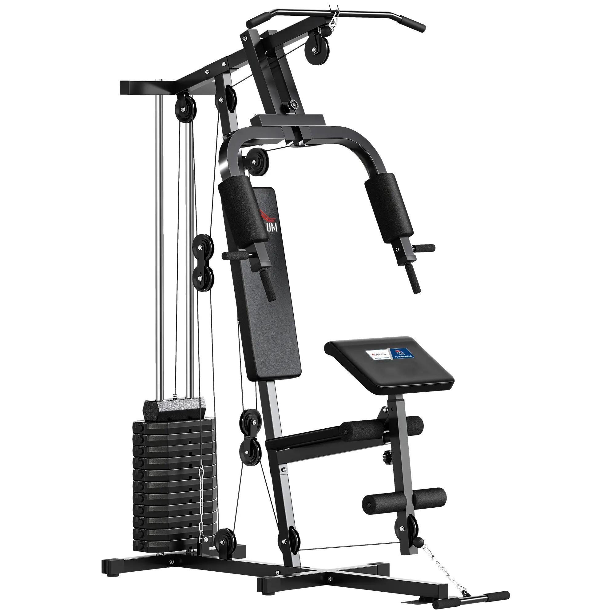 Station de musculation complète avec 12 contrepoids acier noir 5/5