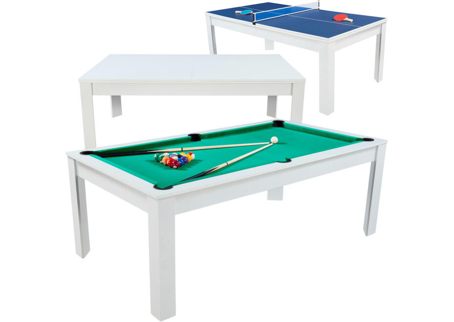Billard convertible 7FT Prego Blanc éclatant tapis vert anglais 1/7