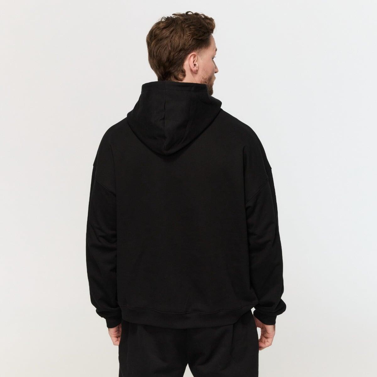 Felpa uomo palestra con cappuccio nera Varsity 3/7