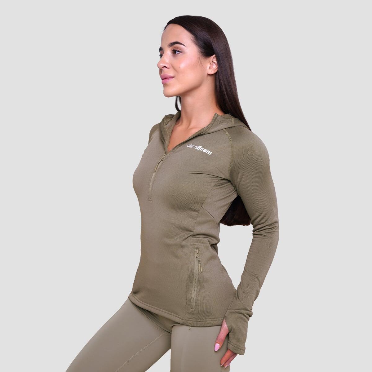 Felpa donna running 1/2 zip verde Pulse 3/7