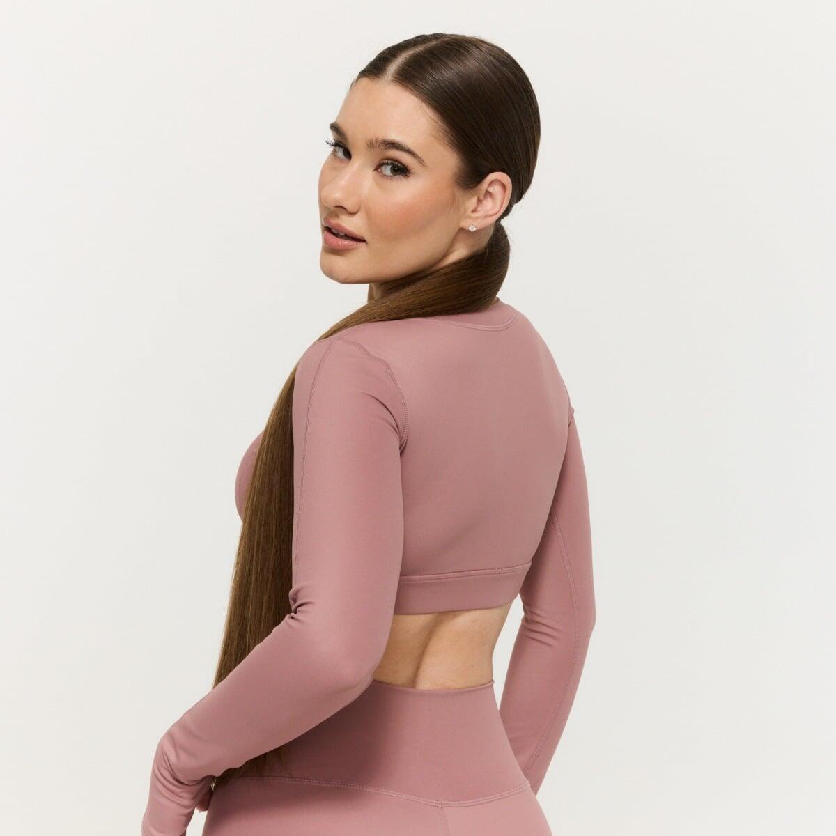 Top donna palestra con zip cropped rosa Prime 4/7