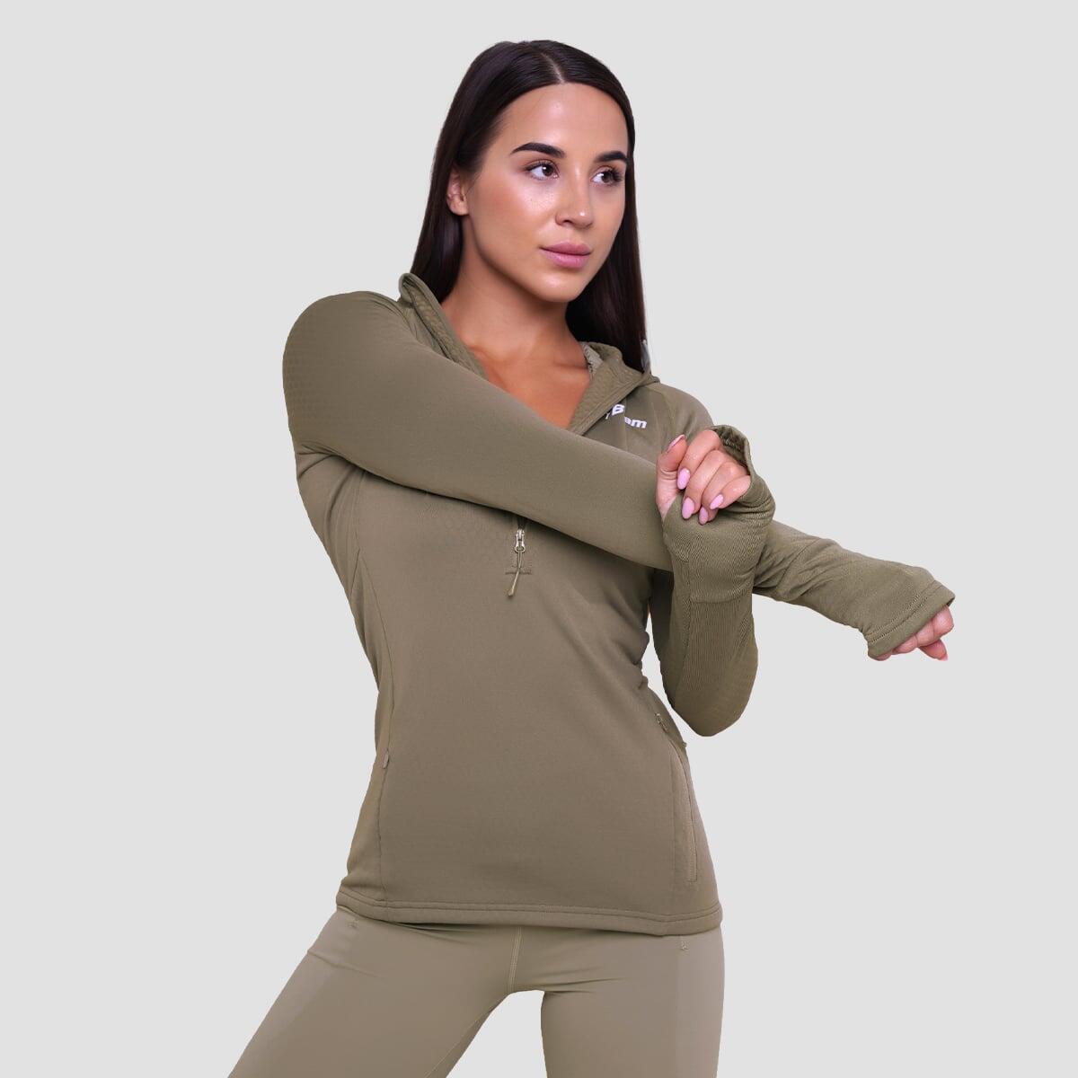 Felpa donna running 1/2 zip verde Pulse 4/7
