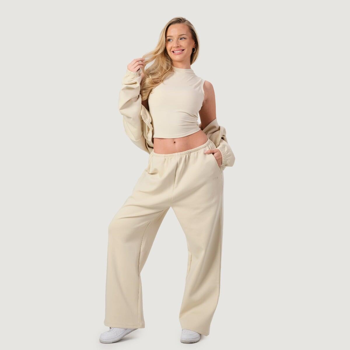 Felpa donna palestra cropped crema NEO 5/7