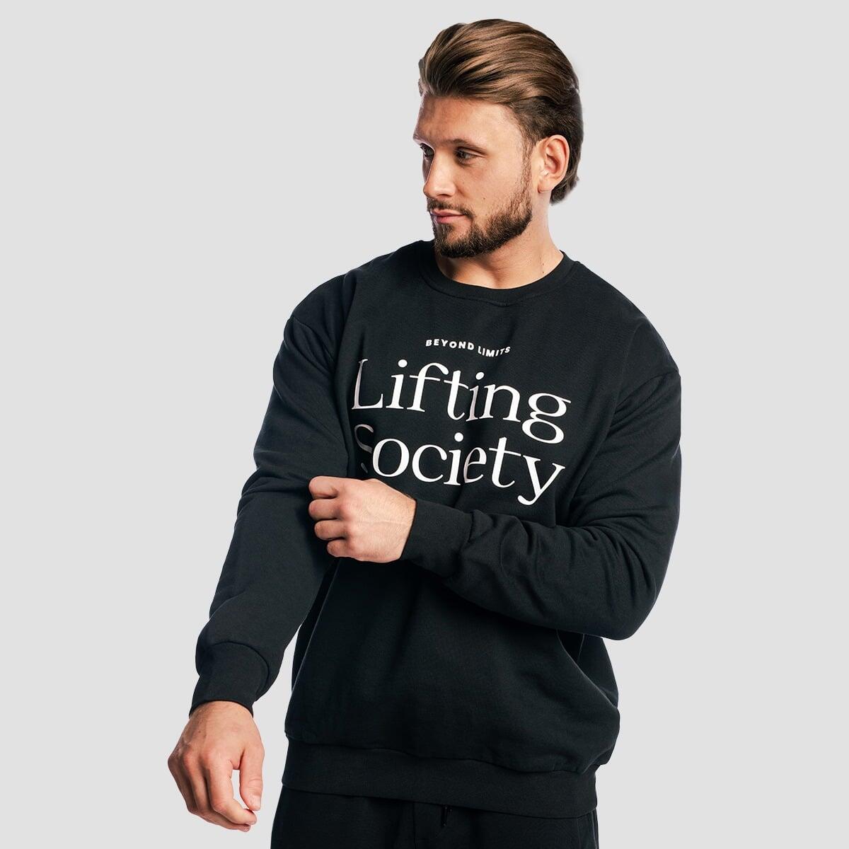 Felpa uomo palestra oversize nera Lifting Society 4/7