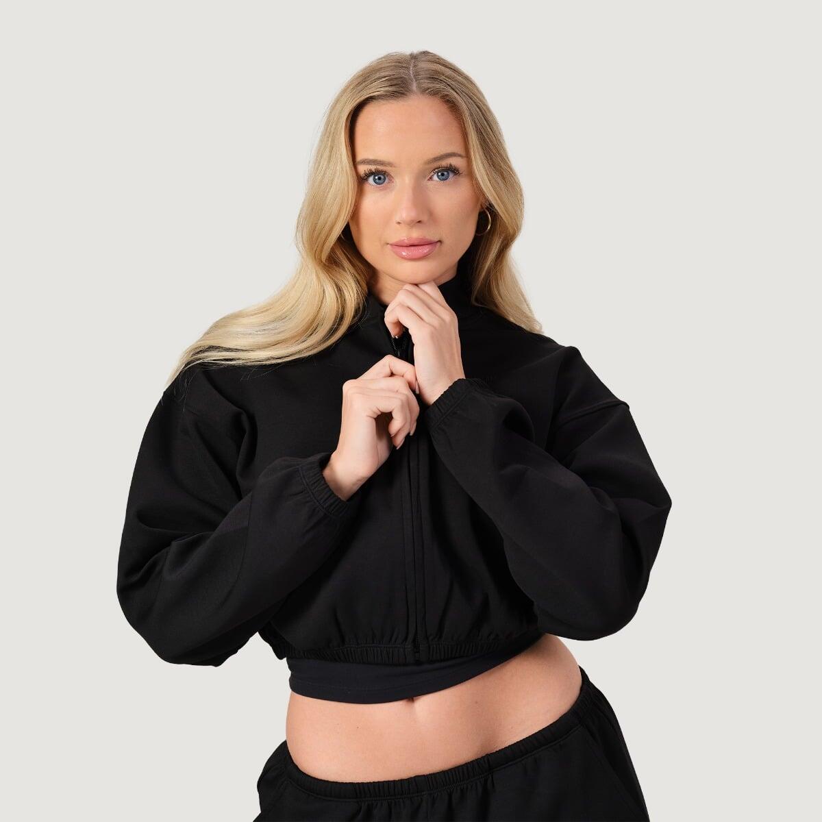 Felpa donna con zip cropped nera NEO 3/7