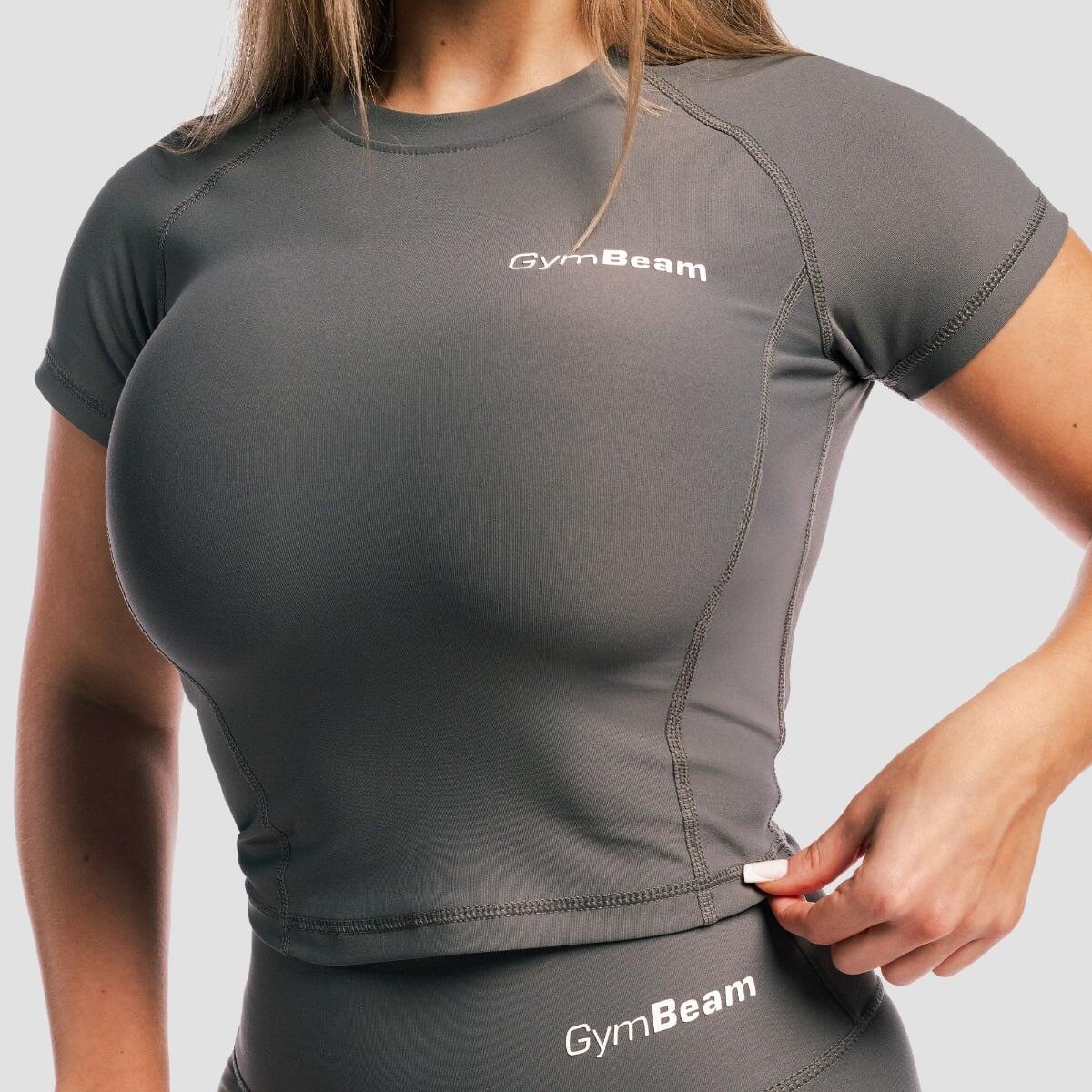 Top damski fitness slim z krótkim rękawem Core Carbon 2/7