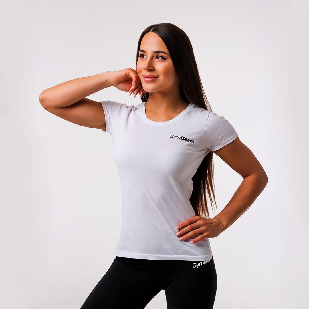 Koszulka damska fitness slim biała Basic 2/5