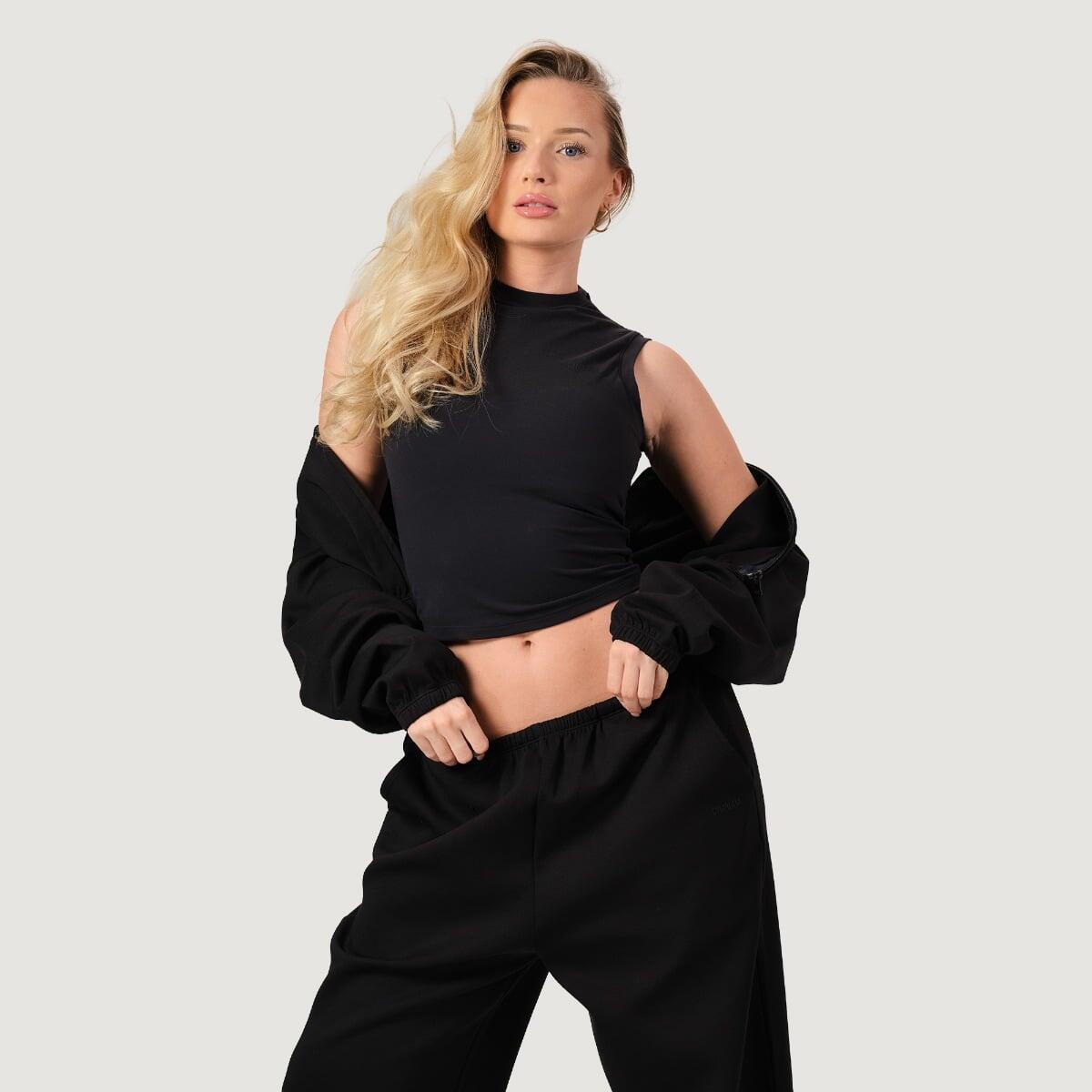 Felpa donna con zip cropped nera NEO 5/7