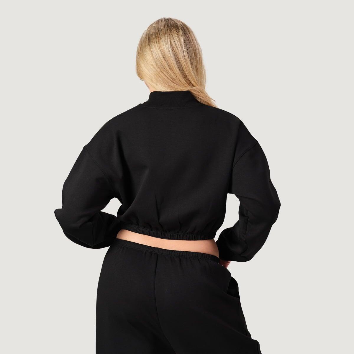 Felpa donna con zip cropped nera NEO 4/7