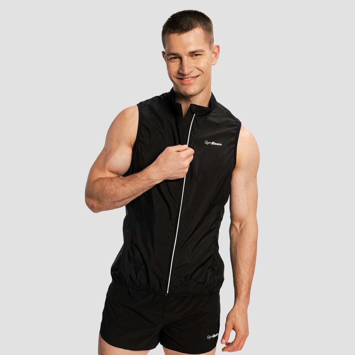 Gilet uomo running con zip nero Pulse X 3/7