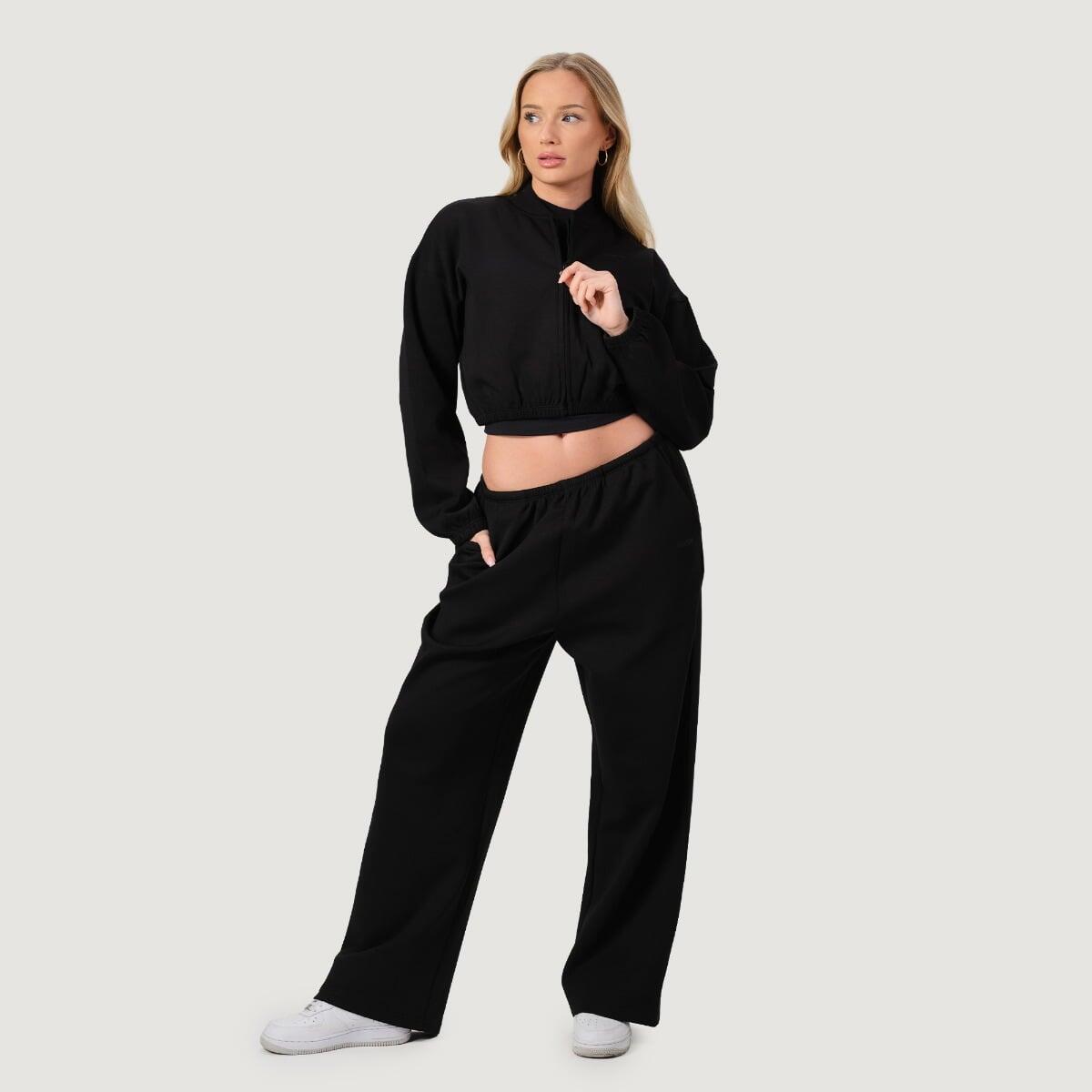 Felpa donna con zip cropped nera NEO 6/7