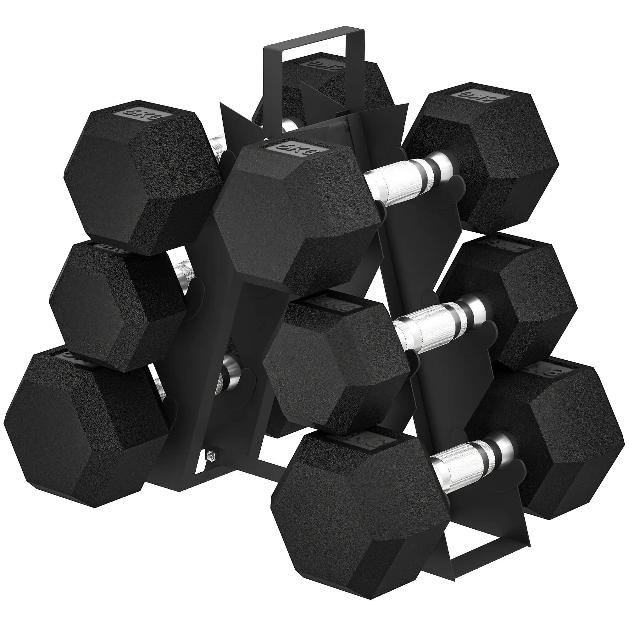 Ensemble d'haltères 2x4kg, 2x6kg, 2x8kg avec support de rangement pour l'entraîn 2/9
