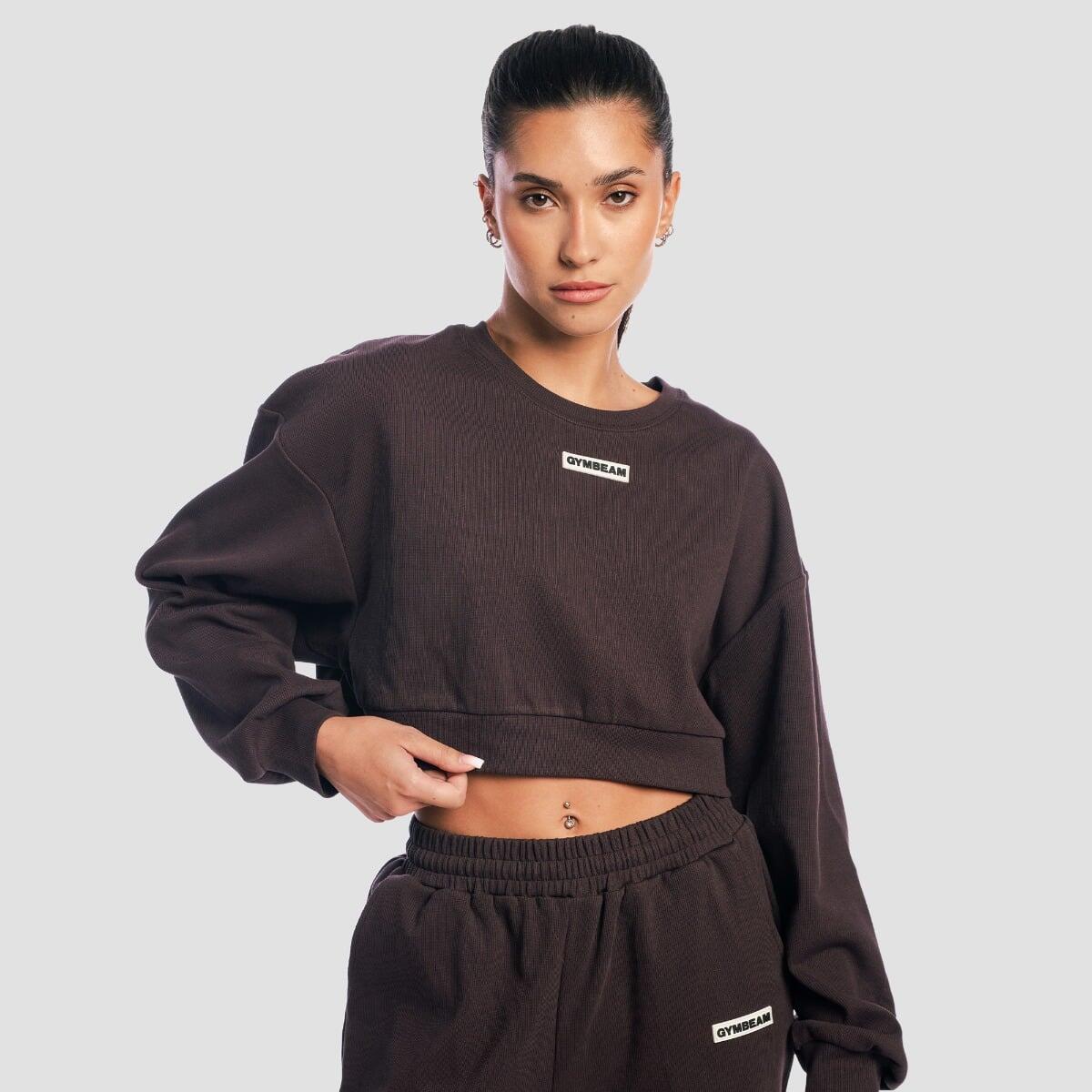 Felpa donna cropped marrone Aura 3/7