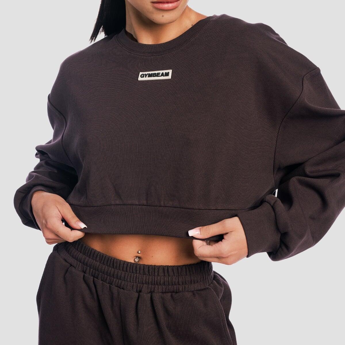 Felpa donna cropped marrone Aura 2/7