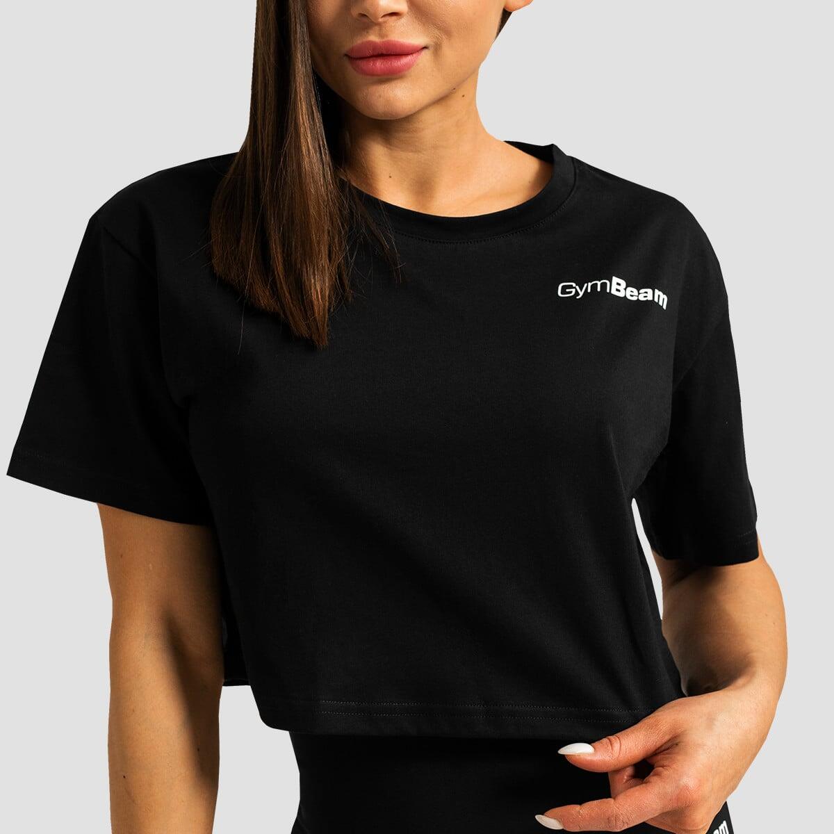 Koszulka damska fitness cropped luźna czarna Limitless 2/7